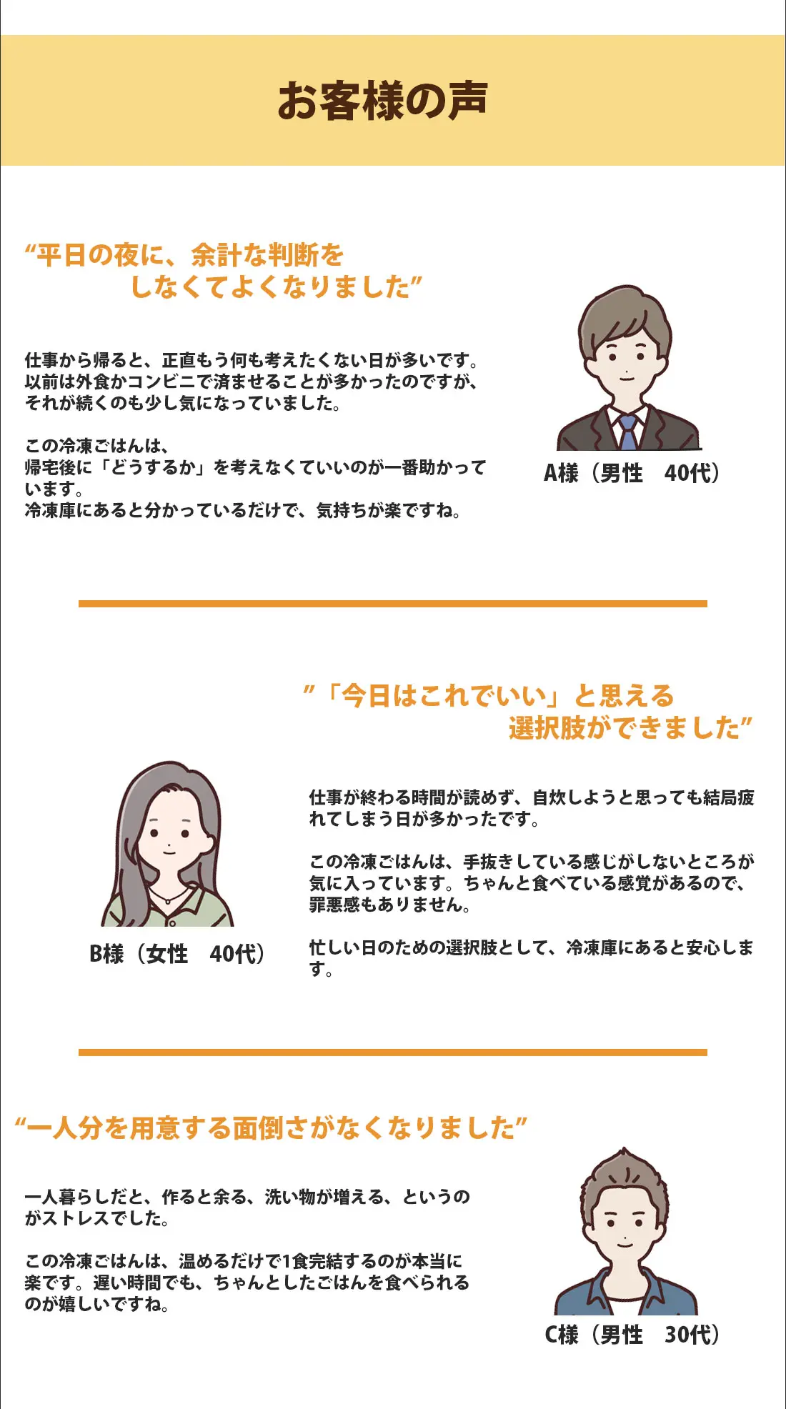 冷凍弁当サブスクLP｜お客様の声