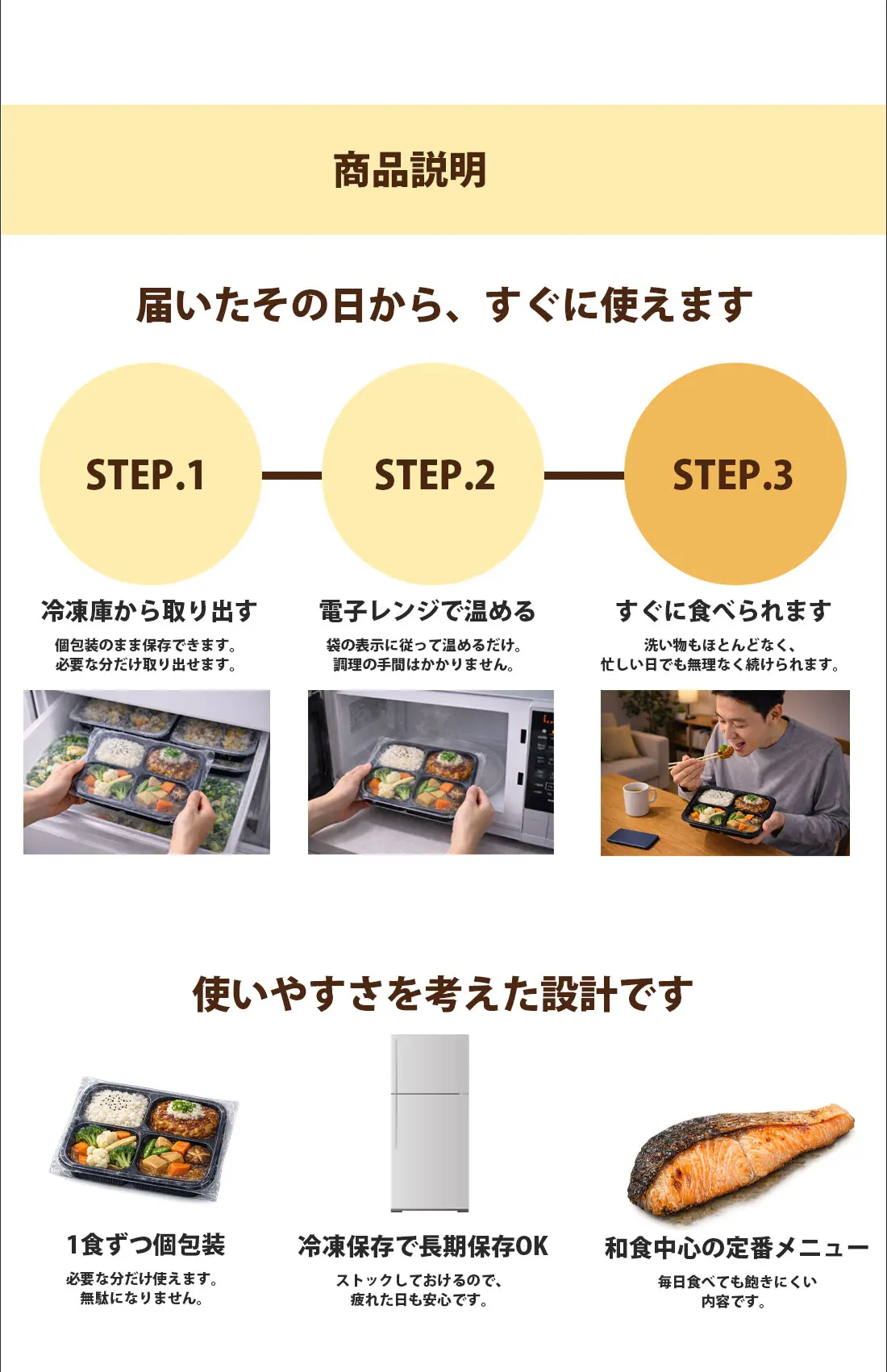 冷凍弁当サブスクLP｜商品説明（PCビュー）